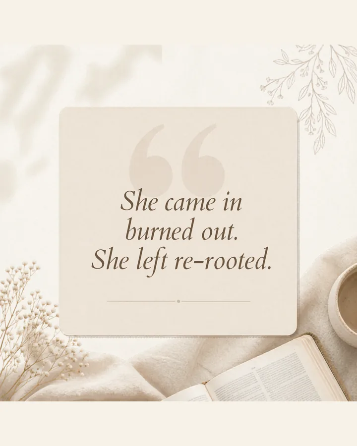 Burned out to re-rooted testimonial template